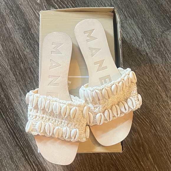 Manebi Shell Slide Sandal in Natural - Picture 4 of 7